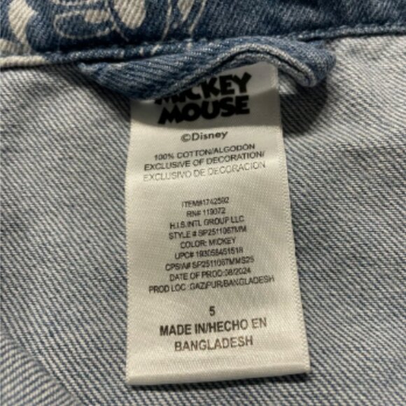 NWOT Disney Mickey Mouse Kids Denim Jacket - Picture 4 of 5